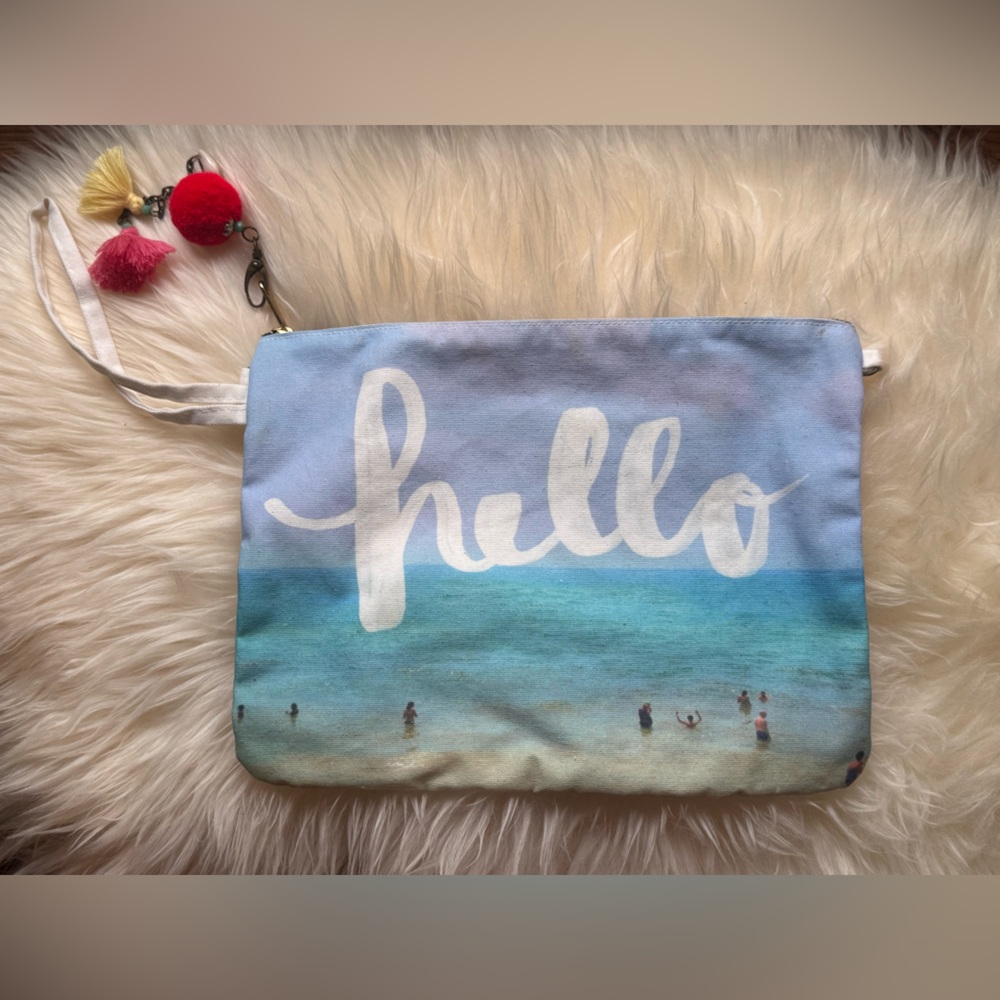 Shutters on the Beach Santa Monica Canvas Pouch with Zipper and Charms